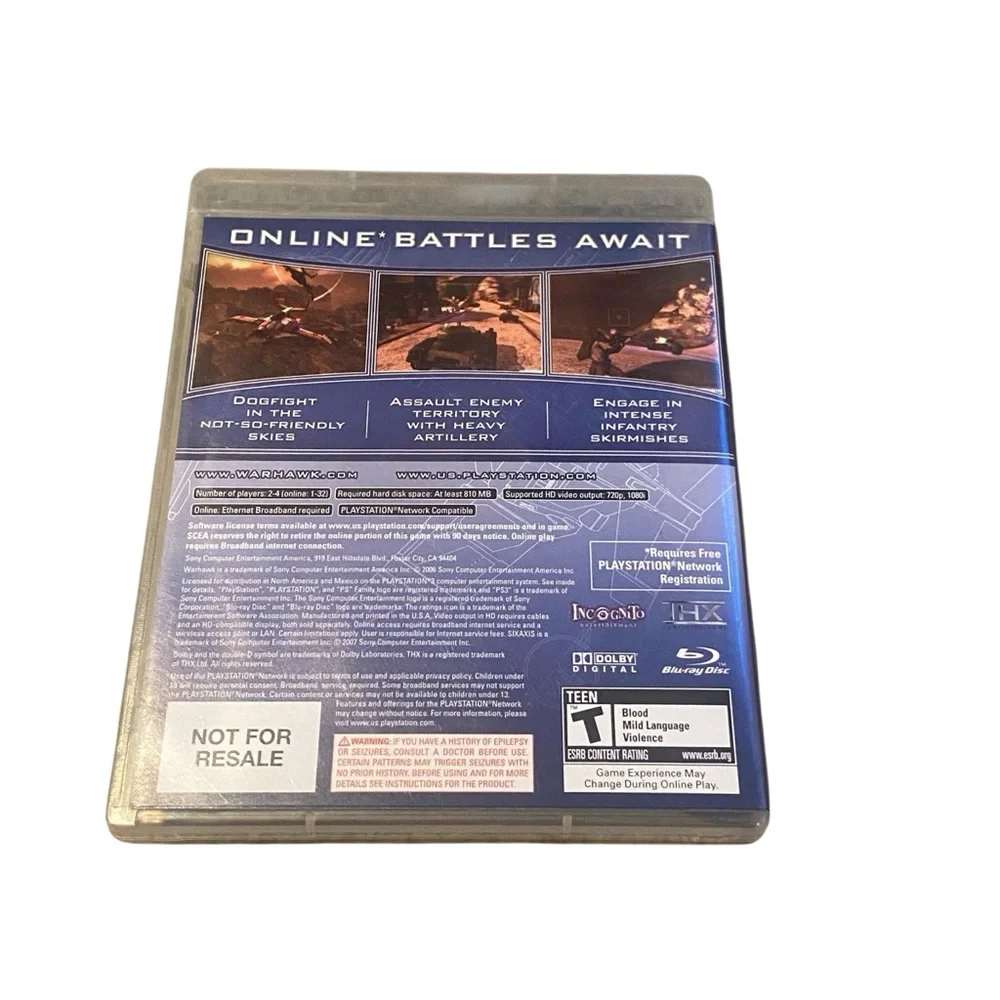 Sony Warhawk PS3 Game - Blue and Gray Cover